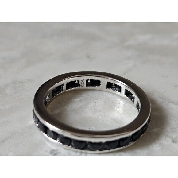Sterling Silver Infinity Band With 24 Black Sapphires - Picture 6 of 12
